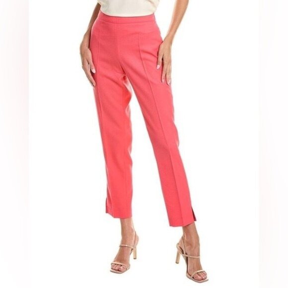New BOSS Tiluna Wool-Blend Ankle Trouser in Coral Pink  Size 12 - Picture 1 of 11